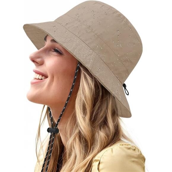 Unisex Waterproof Bucket Rain Hat Wide Brim Packable Sun Hat